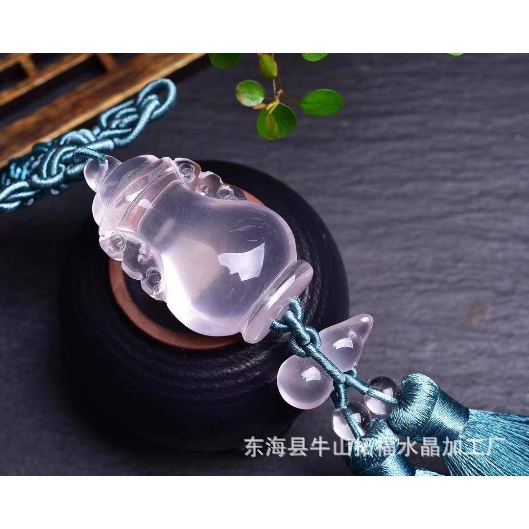 工厂天然莫桑粉水晶平安瓶车挂包挂居室挂搭配粉水晶小葫芦