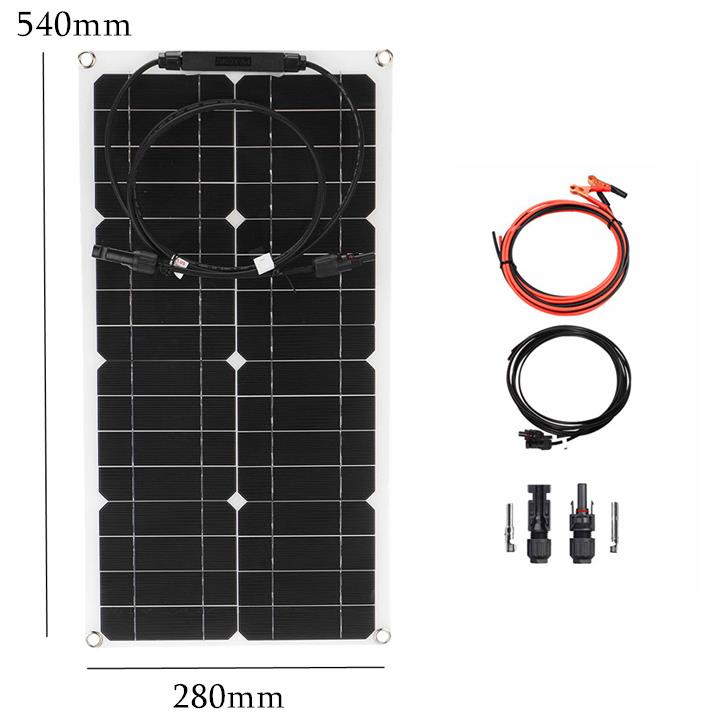 热销25W柔性太阳能电池板套件18V户外房车船太阳能板供电发电