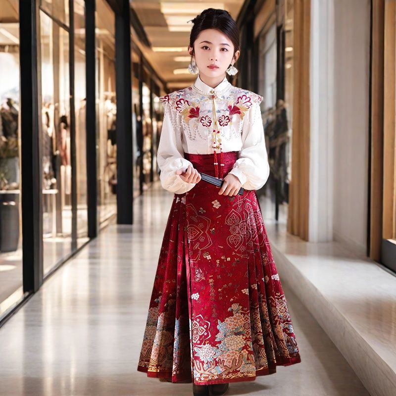 马面裙女童古风明制春秋新款中国风汉服2024新款套装儿童古装大童图片