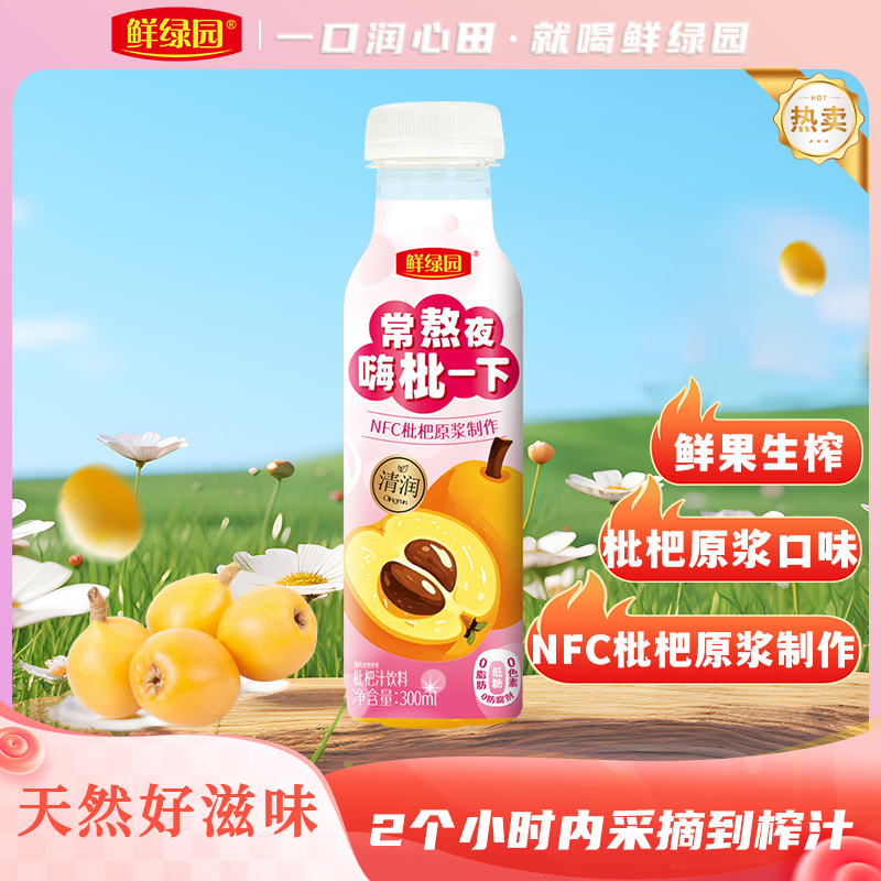 鲜绿园NFC枇杷果汁300ml*8瓶