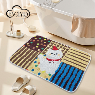 亚麻编织浴室地垫卫生间厕所门口吸水防滑专用脚垫家用高级感耐脏