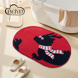 亚麻编织浴室地垫卫生间厕所门口吸水防滑专用脚垫家用高级感耐脏