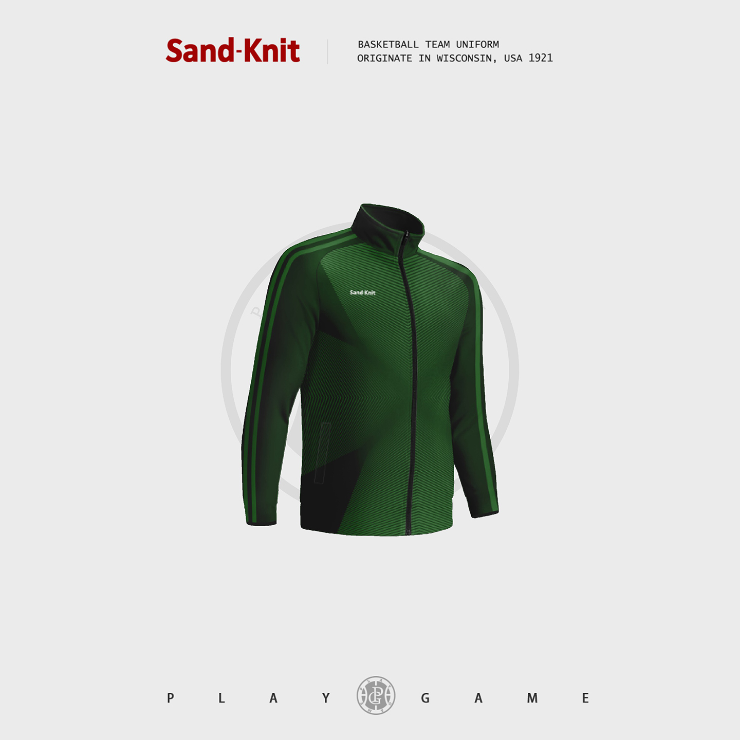 Sandknit森耐特数码印运动外套夹克秋冬款军绿色个性化定制