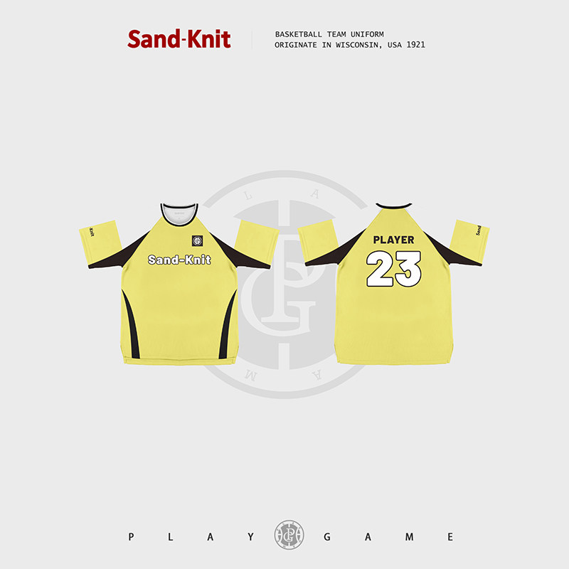 Sandknit亮黄色美式风潮牌宽松速干定制运动短袖T恤跑步2025新品