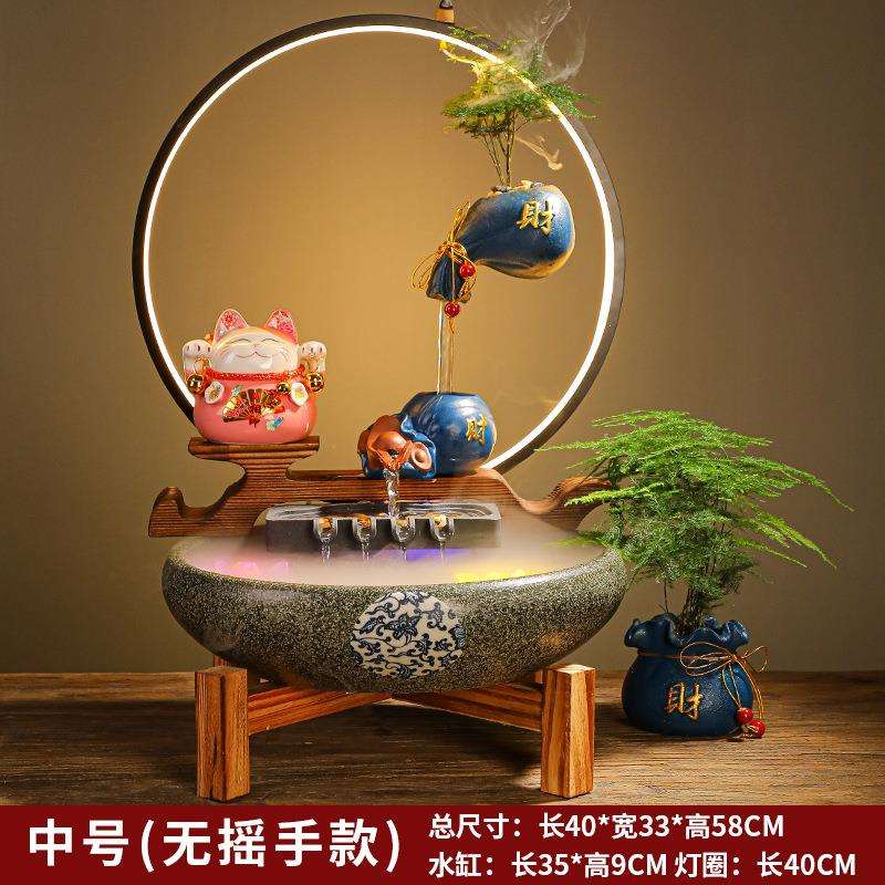 自开业送礼电动摇手招财猫店铺收银台横幅风水轮装饰家居摆件