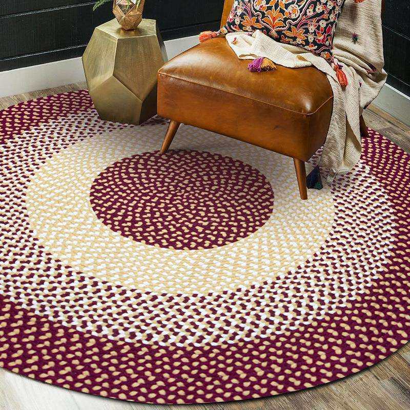 欧美棉质地毯客厅茶几手工圆形轻奢阳台卧室床边飘窗电脑桌椅地垫
