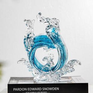 现代轻奢水晶琉璃抽象艺术摆件财源滚滚玄关电视柜酒柜水晶摆设