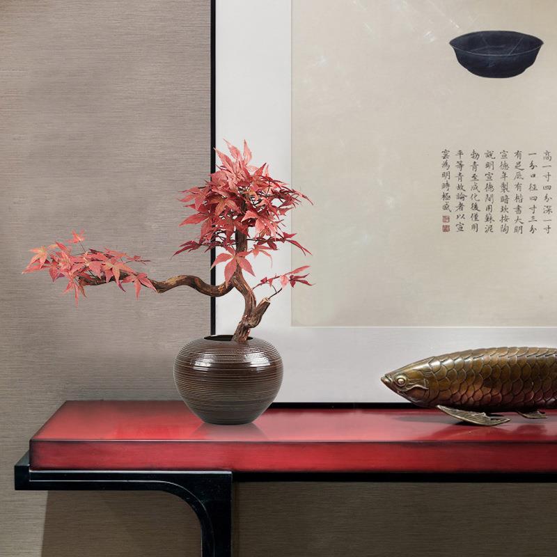 新中式陶瓷花瓶摆件家居客厅仿真花梅花干花插花玄关电视柜装饰品