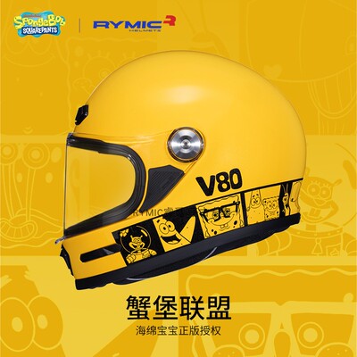 RYMIC睿觅新款头盔V80海绵宝宝3C认证摩托车全盔男女复古正版联名