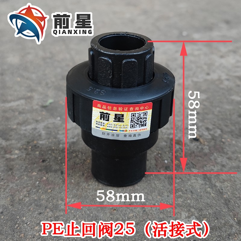 pe止回阀 逆止阀 单向阀 110 90 75管 卧式PE止水阀热熔40 50 63