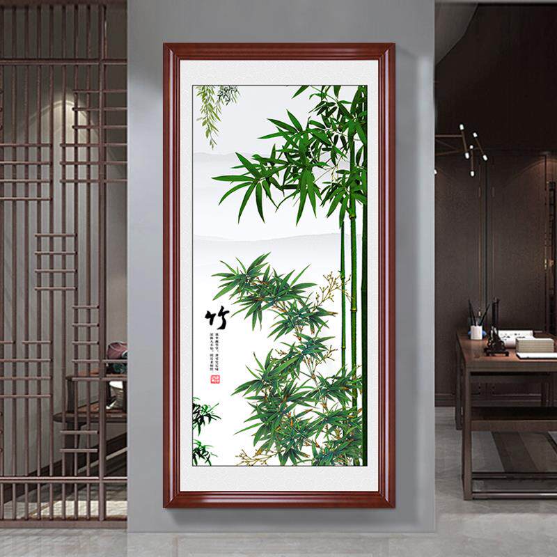 GZ6M竹子挂画竹报平安玄关装饰画新中式入户走廊尽头壁画水墨国画