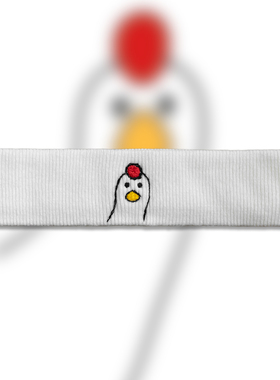 叮咚鸡刺绣发带头巾定制手工运动头带可爱小鸡海南文昌鸡