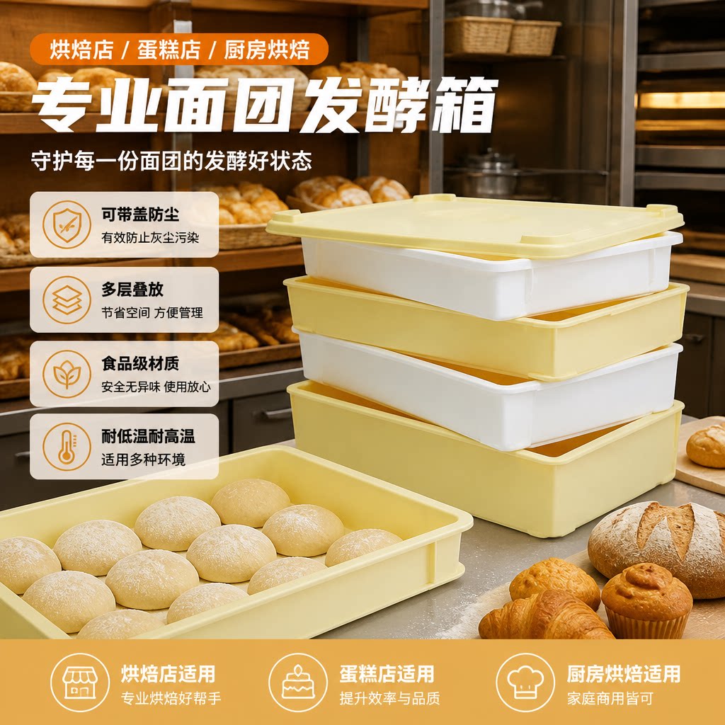 加厚面团箱配盖食品发酵箱存储收纳箱披萨冷藏保鲜醒发箱白色面团