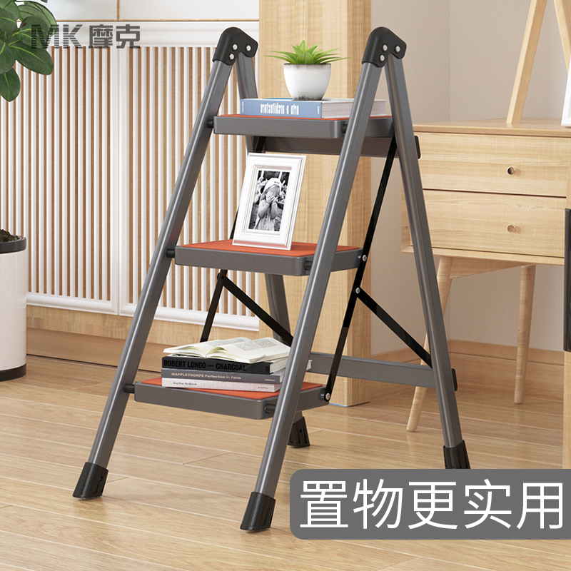 梯子家用折叠伸缩j人字梯室内多功能安全爬梯加厚楼梯三四步小梯