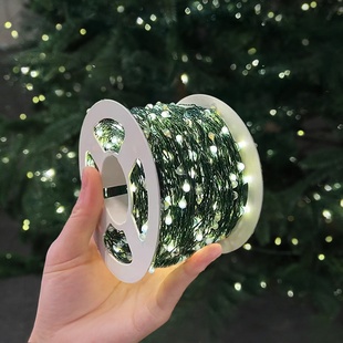 圣诞节树绿铜丝线led小彩灯串灯满天H星星户外防水氛围灯带装饰品