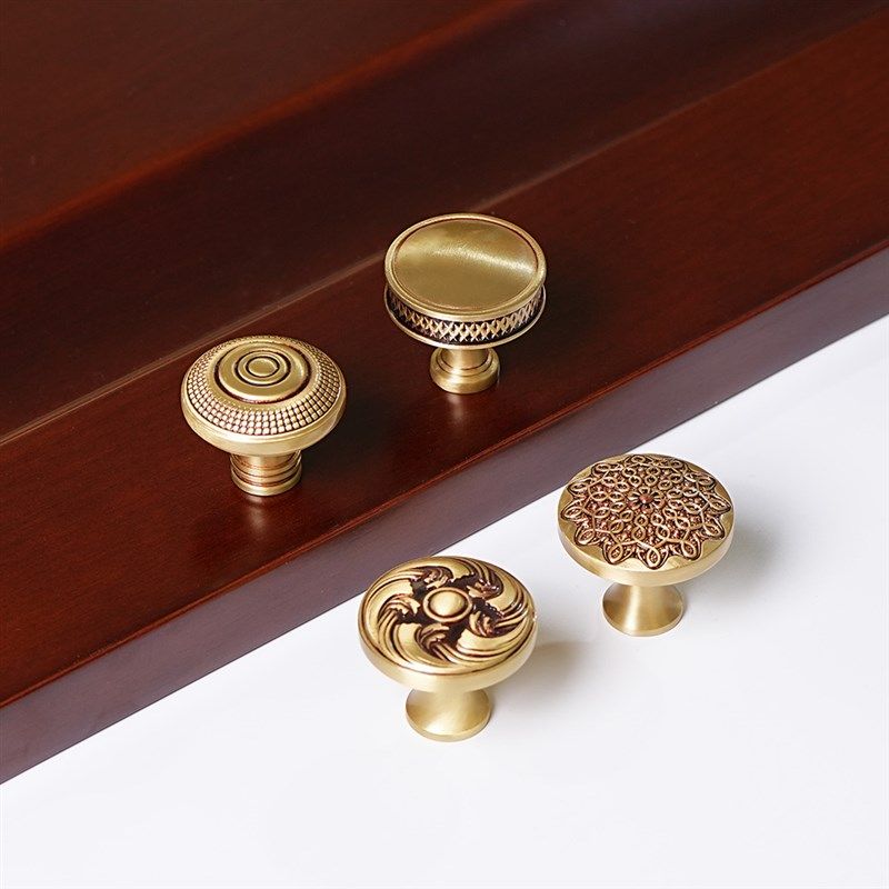 黄铜单孔a圆形小拉手法式中古衣柜抽屉门把手欧式铜拉手,基础建材,小拉手,淘宝优惠券,粉丝福利购,淘宝优惠卷