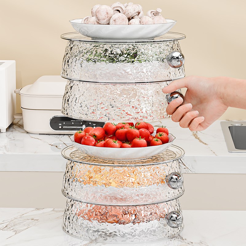 冰箱置物架内部多层可叠加冰柜防尘隔层架厨房菜罩备菜.剩菜收纳