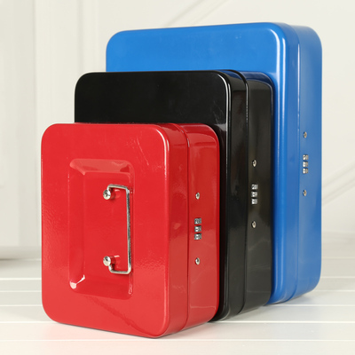 密码零钱盒带锁j钱箱手提小铁箱子收银箱保险盒密码盒收纳盒储蓄