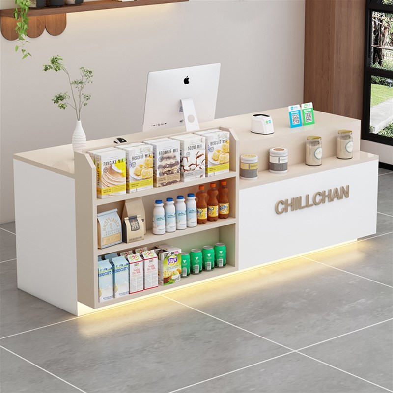 便利店前台收银台店铺小型柜台吧台桌奶J茶店展示架咖啡店接待台