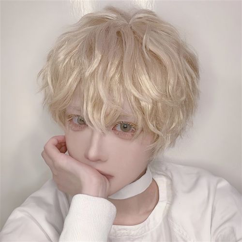 中性款假发金色短卷发欧美风气质纹理烫校K园男神自然感蓬松全头