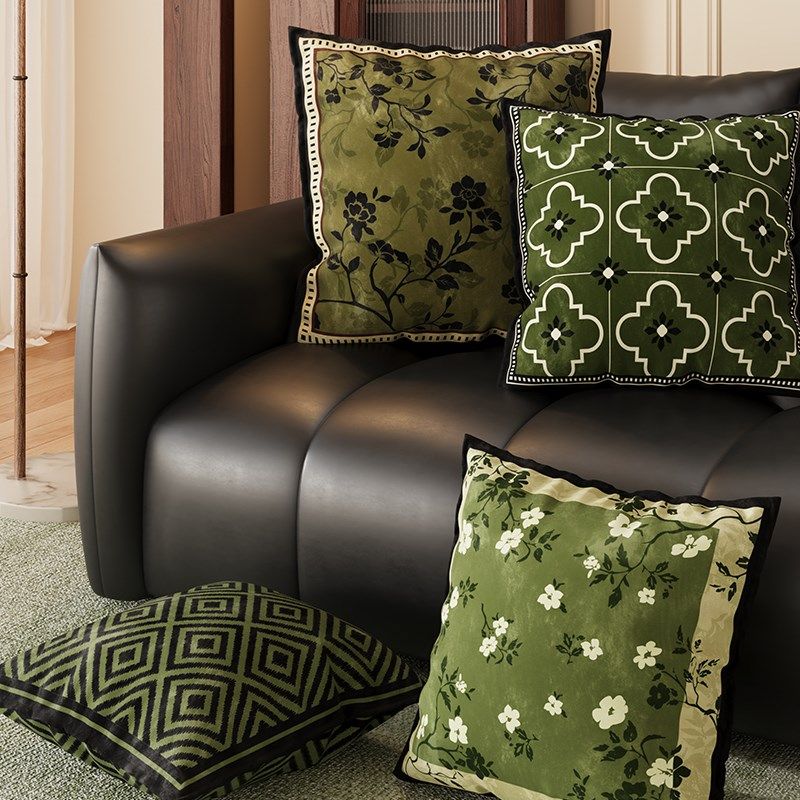 沙发抱枕绿色f中古风靠垫子枕套靠枕垫含芯新款床头靠枕靠背垫车