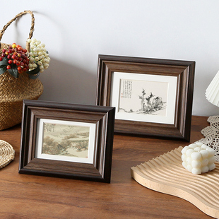 美式画框复古小相框a4摆台diy装裱30寸拼图框2N4寸海报A3挂墙4k8