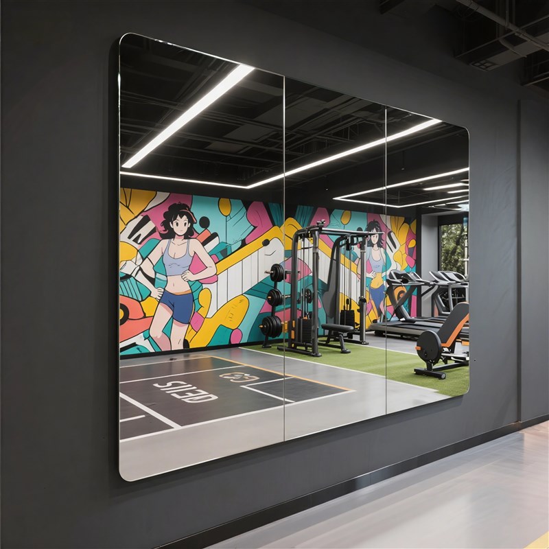 健身舞蹈镜家用贴墙自粘高u清定制全身全身镜不会碎的压克力软镜