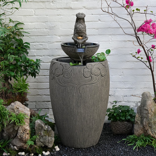 茶室布置室内外流水摆件循环水鱼池F落地水系景观庭院户外鱼缸造