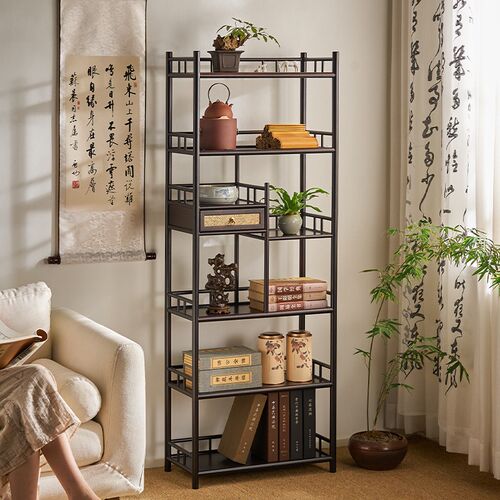 博古架实木中式茶叶展示柜架子茶柜子茶具摆件客厅落地.一体置物