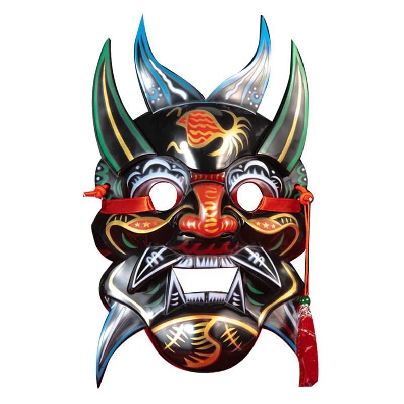 中国风贵州非遗傩戏面具全脸白胚勾线G手工彩绘文创面罩可手持佩,模玩/动漫/周边/娃圈三坑/桌游,面具/头套,淘宝优惠券,粉丝福利购,淘宝优惠卷