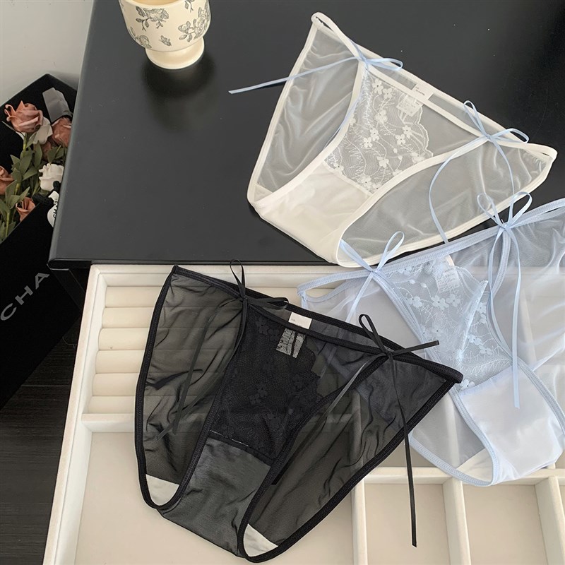 反转邂逅  法式纯欲风碎花内裤女蕾丝性感夏季网纱三角Z裤女生低