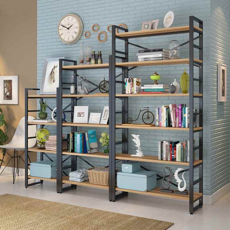 【折扣店】书架落地简约现代简易家用铁艺钢木多层储物架子收纳架
