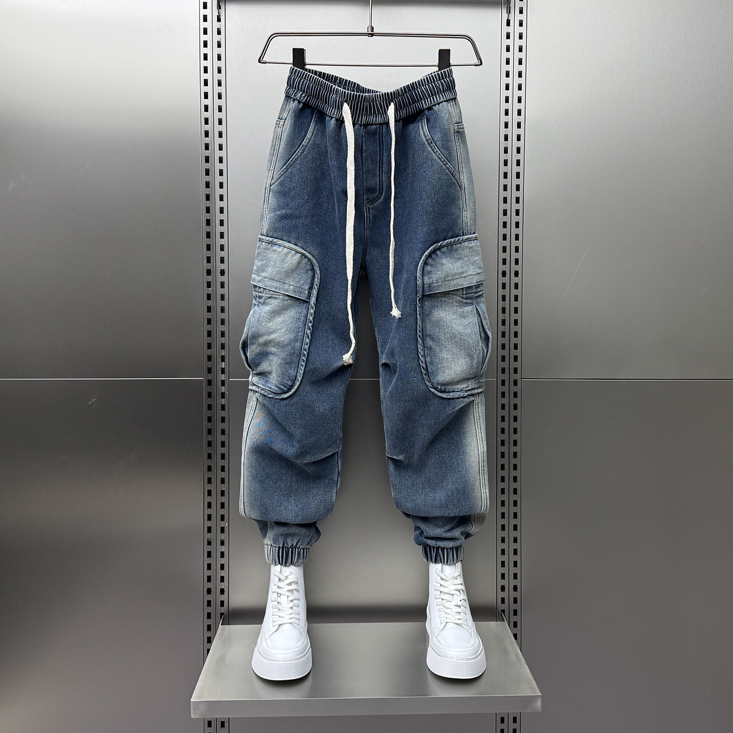 工装束脚牛仔裤男2025冬季