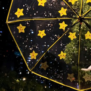 星星帽雨伞透明自动长柄伞可爱卡通高颜值便携抗风学生高质量雨伞