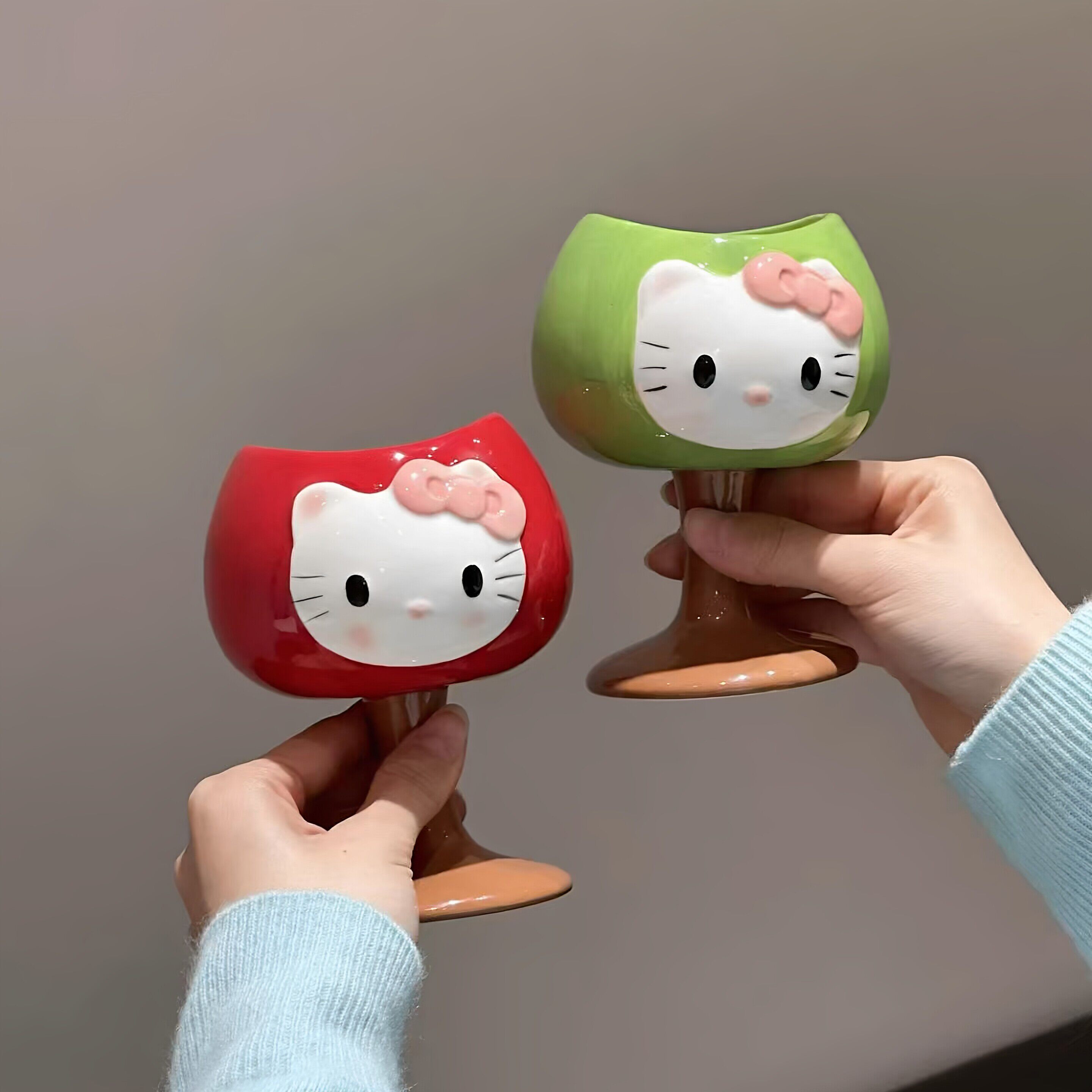 哈喽Kitty高脚杯陶瓷马克杯女生可爱高颜值喝水杯子咖啡杯饮料杯图片