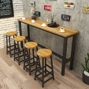 靠墙吧台桌商用奶茶店桌椅长条桌餐桌阳台高脚桌家用窄桌简约吧台