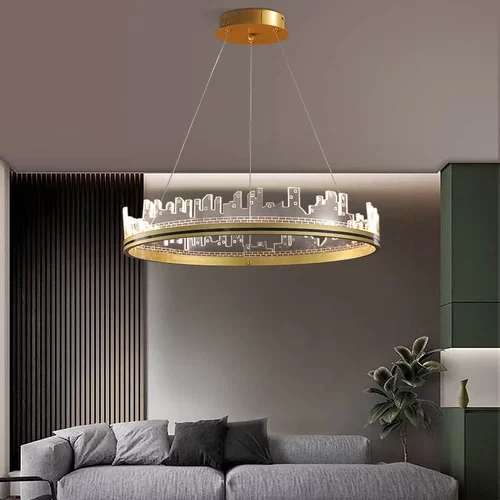 客厅吊灯现代简约个性圆环卧室书房灯具北欧创意轻奢餐厅led吊灯