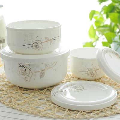 微波炉专用碗食品级加热饭盒陶瓷碗带盖子有盖的骨瓷蒸碗蒸蛋碗家