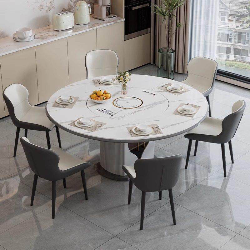 轻奢岩板方圆两用折叠小户型多功能智能内嵌暖菜板现代简约餐桌子,住宅家具,岩板餐桌,淘宝优惠券,粉丝福利购,淘宝优惠卷