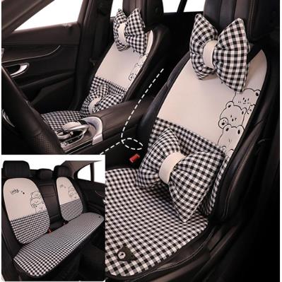 女神新款汽车坐垫四季通用亚麻座椅套座垫夏季车垫透气座椅垫座套