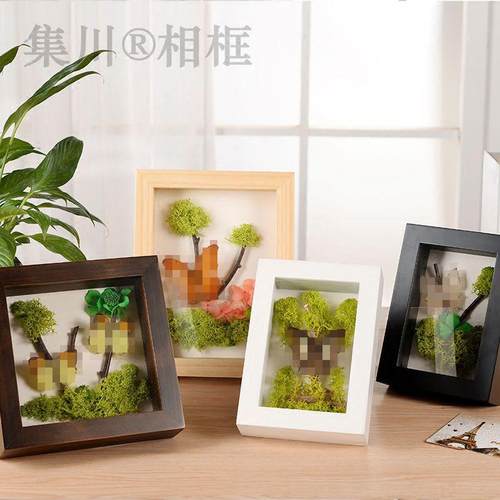 植物蝴蝶标本框衍纸画粘土框手工纸巾玫瑰相框中空干花立体深相框