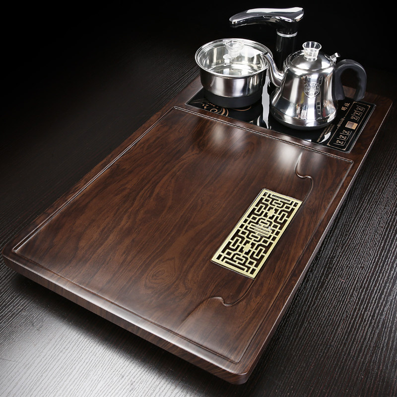 全自动茶盘实木家用简约一体石茶台烧水壶大茶海排水茶托茶具套装