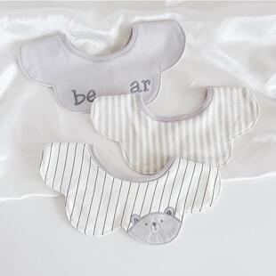 韩版婴儿纯棉口水巾儿童防水围嘴新生男宝宝可旋转围兜秋冬0-2岁