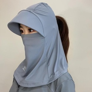 防紫外线骑车户外护颈防尘太阳帽 冰丝防晒帽子遮脸面罩遮阳帽夏季