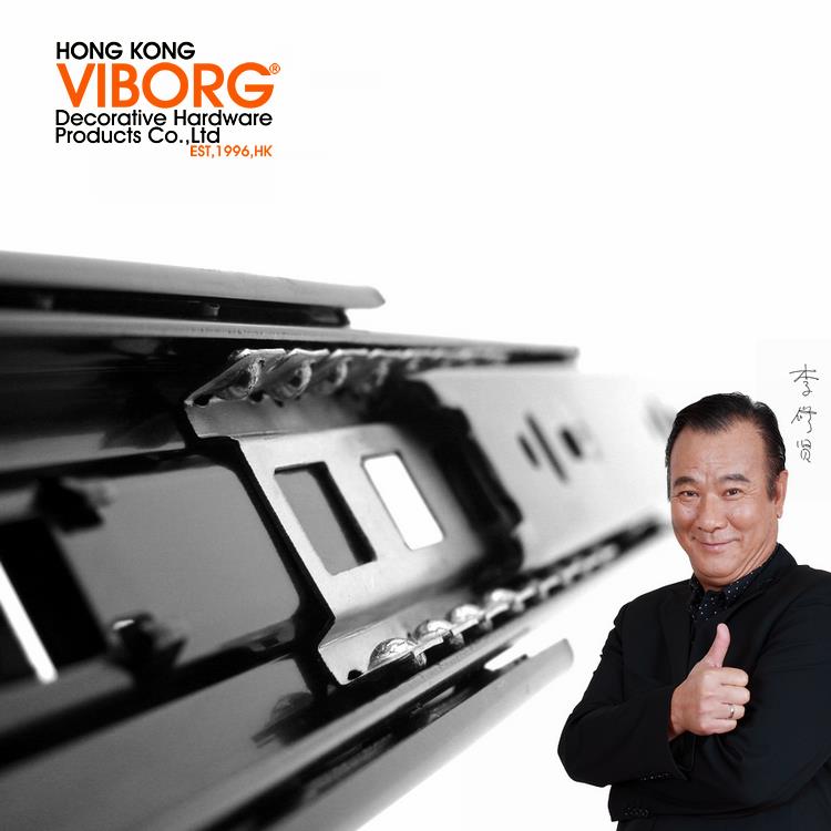 香港域堡VIBORG加厚抽屉轨道橱柜抽屉滑轨滑道三节轨道导轨静音