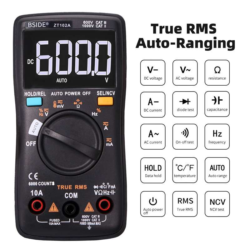 BSIDE  ZT102A液晶显示6000字AUTO智能档自动量程数字万用表