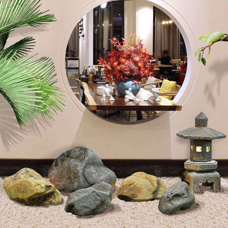 仿真玻璃钢假山石头庭院景观饭店花园餐厅造景装饰软装落地摆件
