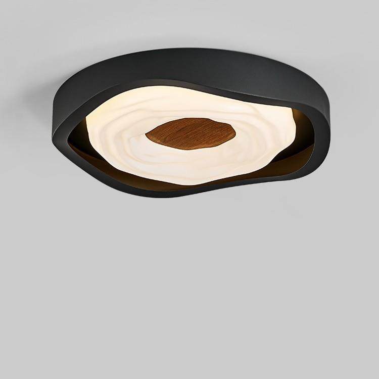 意式甜甜圈卧室吸顶灯极简设计师创意艺术房间灯黑色圆形主卧灯