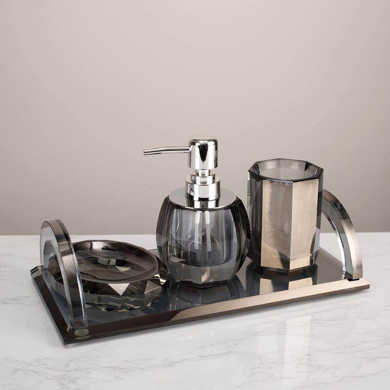 人造水晶轻奢时尚创意几何造型酒店宾馆样板间沐浴用品套装装饰摆