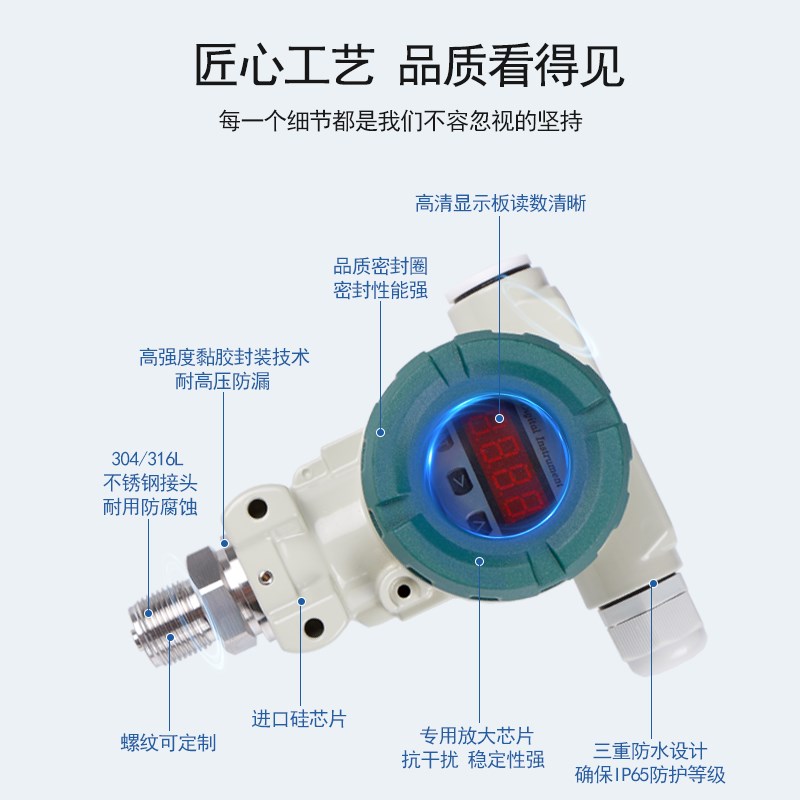 防爆型压力变送器带数显压力传感器4-20ma认证高精度扩散硅rs485
